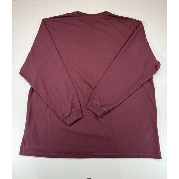 Carhartt Long Sleeve T Shirt Front Pocket Loose Fit Size 4XL Tall Red Maroon - Picture 3 of 8